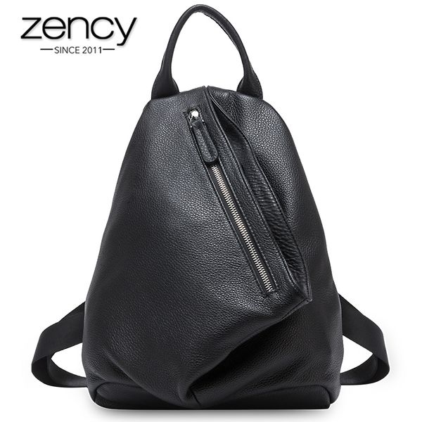 

zency retro women backpack soft genuine leather classic large capacity knapsack travel bag anti theft hidden schoolbag for girls