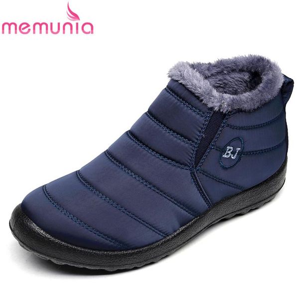 

memunia plus size 35-43 2020 new snow boots thick fur slip on warm down winter boots women ladies flat ankle cotton shoes, Black