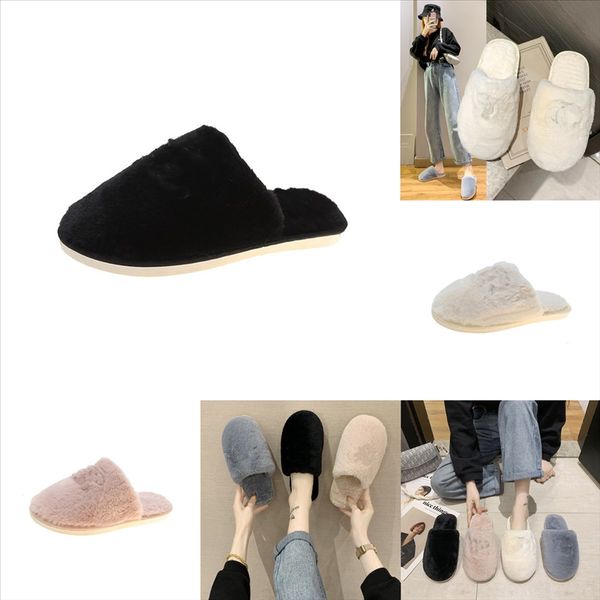

1w5gu cute and winter open toe plush slippers women large home floor slipper autumn slippers ball size colorful gradient home plush heel, Black