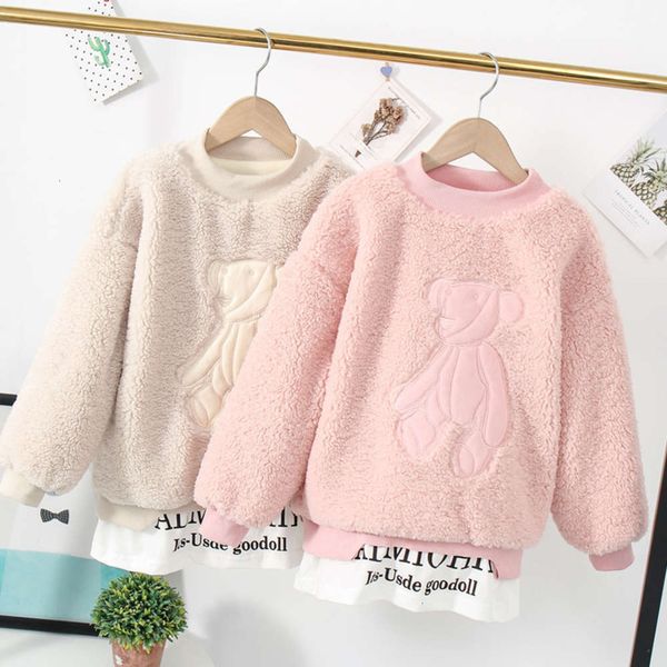 

winter new girls' plush autumn pullover and fashion korean zhongda children's thickened sweater, Black