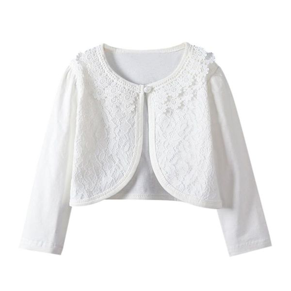 

baby girls lace cardigan coats solid color flowers princess bolero shrug long sleeve outwear toddler kids clothes 2-9t a20, Blue;gray