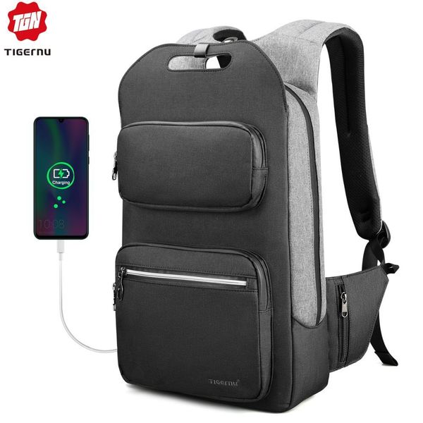 

tigernu brand quality fashion school backpack for men 15.6inch student college male mochila usb charging men backpack theft bbyksu