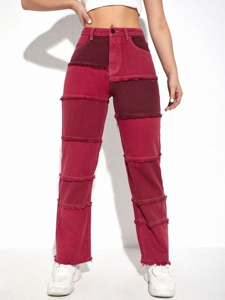 

zipper fly raw trim wide leg jeans k4vu#, Blue