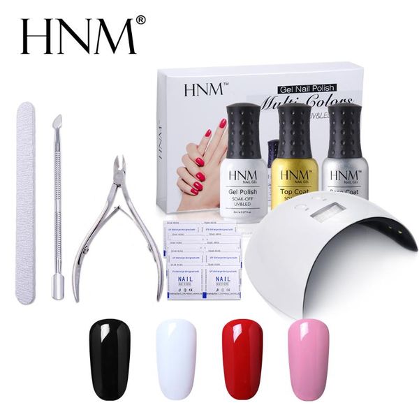 

hnm nail set led lamp pure color gel polish soak off base cuticle pusher trimmers removal wraps manicure art tool gift box