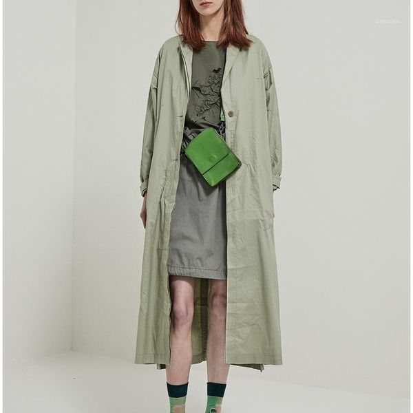 

livivio] wide waised long sleeve notched single breasted long trench coat women casual 2020 autumn fashion1, Tan;black