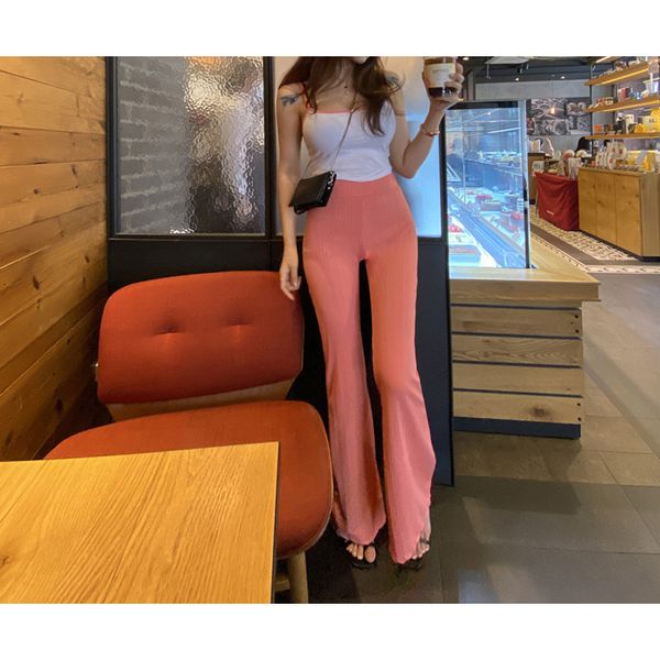 

2021 new two-piece korean summer clothes casual temperament mesh slingsup thin pants baggy suit leg c9m2, Gray