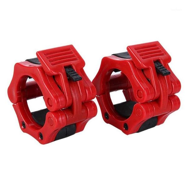 

barbell clamps abs locking collars clamp olympic standard dumbbell clips weightlifting tool for 1 inch barbells,red1