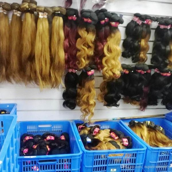 

wholesale ombre human hair weft natural virgin peruvian remy 10pcs lot body wave or straight, Black