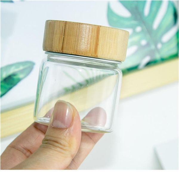 

6pcs 47x57x35mm capacity 50ml glass bottles with aluminum bamboo double cap small transparent mini empty glass vi jllcju