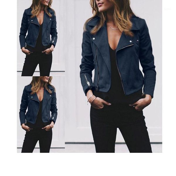 

small size motorcycle button women ladies leather jacket coats zip up outwear1, Black;brown