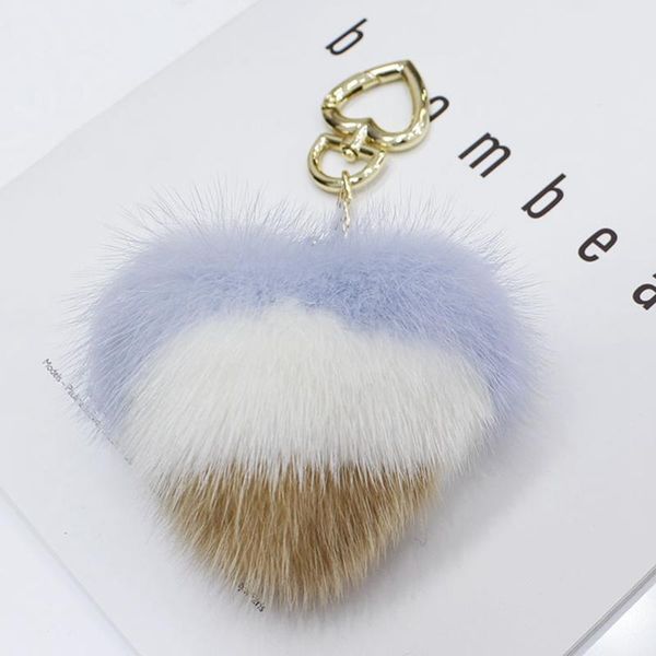

keychains the fluffy multicolor real fur heart shape key rings trendy jewelry bag accessories gift, Silver