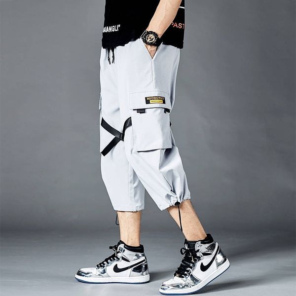 

summer calf-length joggers hip hip pant men japan harajuku sweatpant streetwear fashion casual track pants sweat trousers white, Black