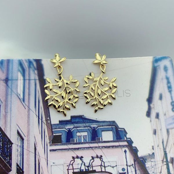 

stud classical charm olive branch leaves earring 925 sterling silver jewelry original woman luxury brands valentine's day gift, Golden;silver