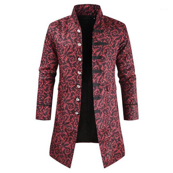 

men vintage gothic long jacket steampunk trench coat frock cardigan outwear vintage overcoat medieval jacket cosplay costume1, Black;brown