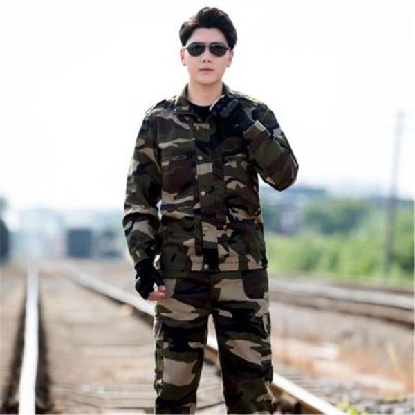 

mens uniform tactical suits combat jacket camouflage army militar soldier outdoor clothing muliti pocket large size, Blue;black