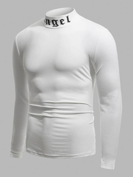 

men letter graphic mock neck tee e3bv#, White;black