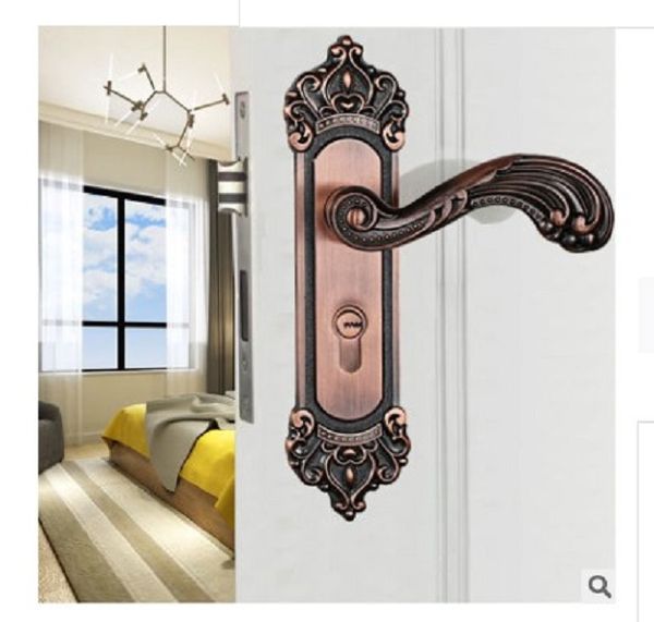 

2021 european and american style retro interior bedroom household universal wooden door lock household handle zinc alloy silent loc