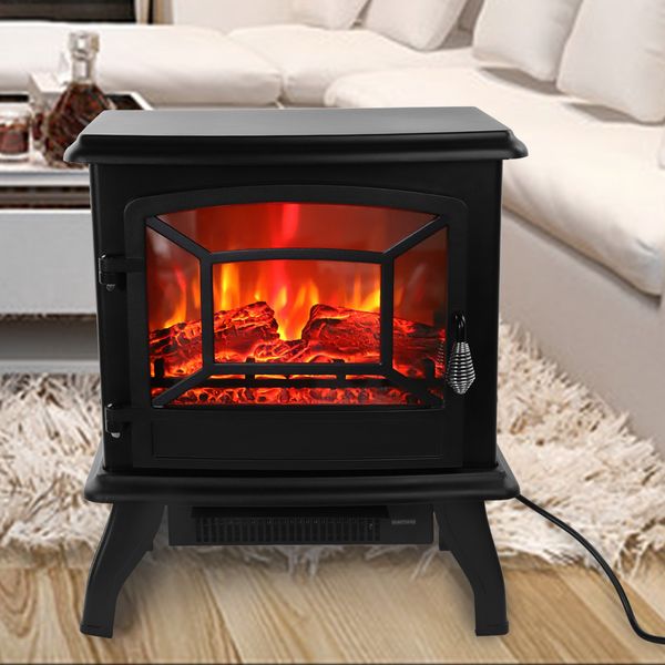 

17 inch 1400w tanding fireplace portable electric fireplace heater log flame stove black us in stock