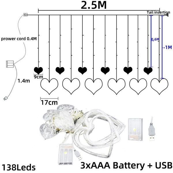 

christmas usbbattery 220v curtain lights in heart shape 2x1.5m fairy lights curtains for living room led decorative for bedroom swy wmtcjm