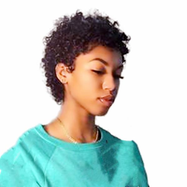 

afro kinky curly wig human hair wigs with bangs non lace brazilian curl machine made wig, Black;brown