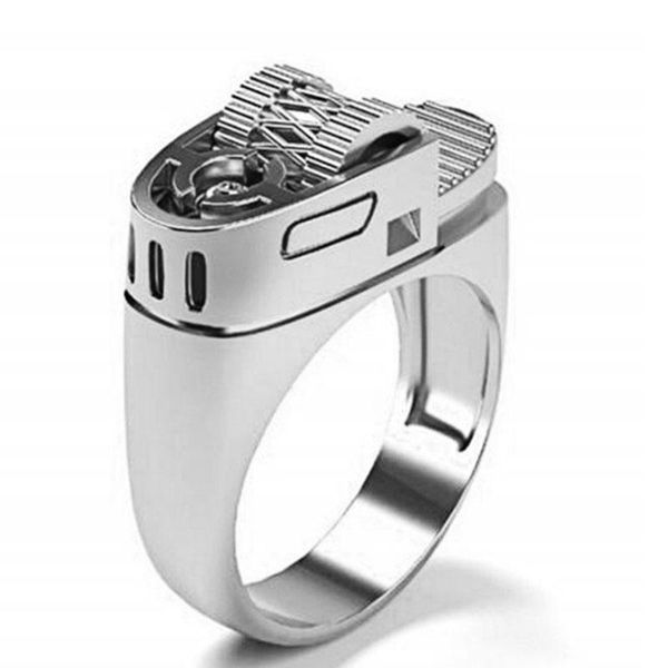 

designer steampunk lighter rings for men gold/silver color male jewelry punk hip-hop party accessories gifts cluster, Golden;silver