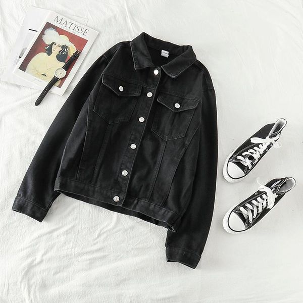 

spring and autumn short denim jacket, Black;brown