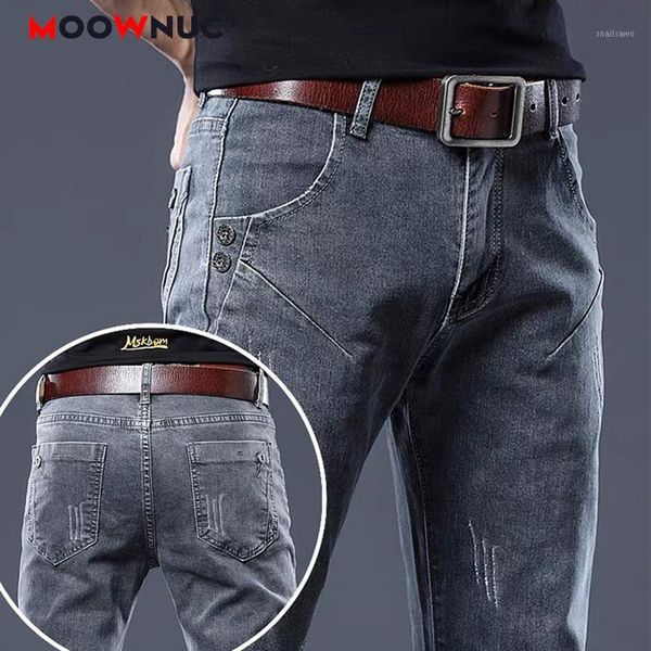 

jeans for men business casual pants 2020 new denim fit brand trousers elastic spring autumn male solid designer straight moownuc1, Blue