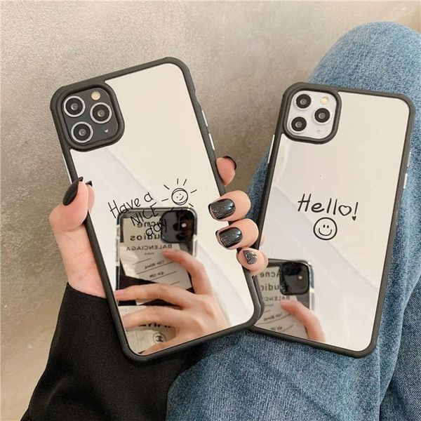 

qamakeup mirror for 11promax x mobile phone case xsmax silicone personality 8plus creative smile 7lk