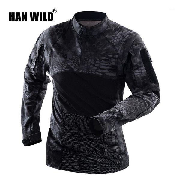 

han wild tactical clothing camouflage men army long sleeve soldiers combat uniform multicam outdoor shirt1, Gray;blue