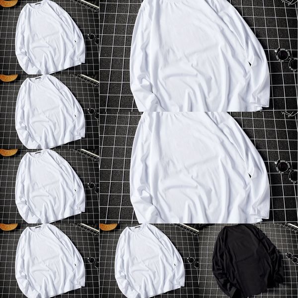 

vmqin casual t-shirt 2020 autumn sweatert-shirt large winter new men's solid color sweater neck sweaterand size sweater white round men, Black