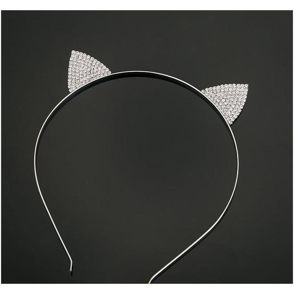 

lovely girl cat's ears headbands cat ears headbands hair hoop accessories crystal headdress for wo sqctwm new_dhbest, Silver