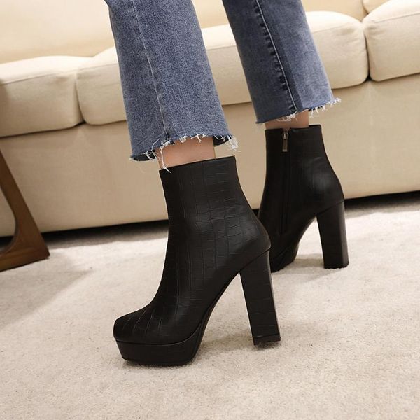 

boots ankle boot waterproof platform for women's 2021 high heels 10cm1, Black