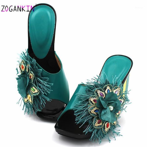 

2020 pretty women nigerian shoes in teal color autumn classics style african ladies slipper for weddingn party1, Black