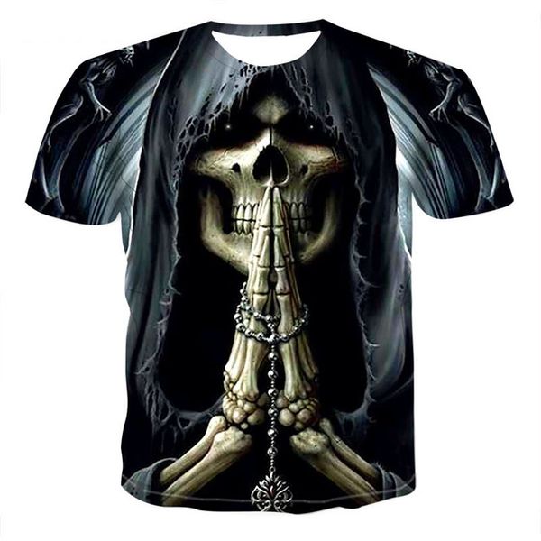 

skull demon theme horror 3d summer boy clothing 3d print shirts harajuku kawaii hippie men clothing