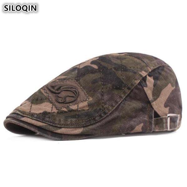 

siloqin 2020 new camouflage hat men's fashion cotton berets brand caps adjustable size dad's hats women's embroidery tongue c, Blue;gray