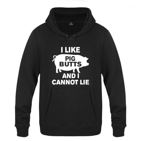 

i like pig butts saying sarcastic hoodies men 2020 men's pullover fleece hooded sweatshirts1, Black