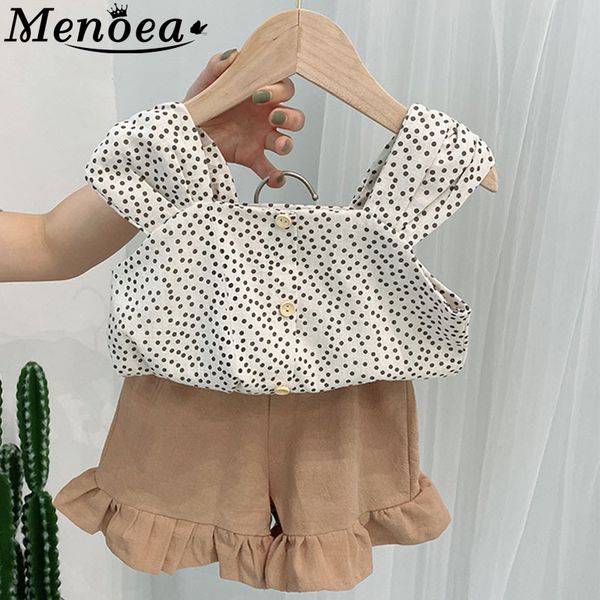 

mneoea children clothes sets 2020 summer girls dot printed sling vest shorts 2pcs clothes suits fashion clothes outfits lj200819, White