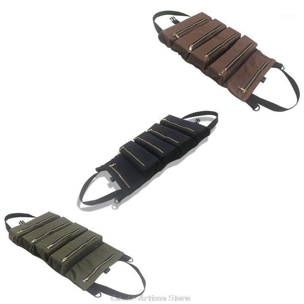 

multi-purpose tool roll up canvas storage bag key pouch car hanging zipper carrier toteau 17 20 dropship1