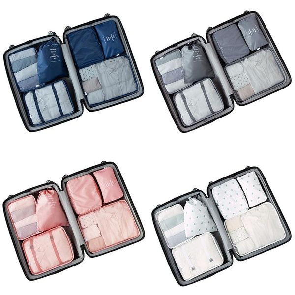 

storage boxes & bins 7pcs/set high-grade suitcase organizer shoes set luggage laundry pouchs packing travel bag