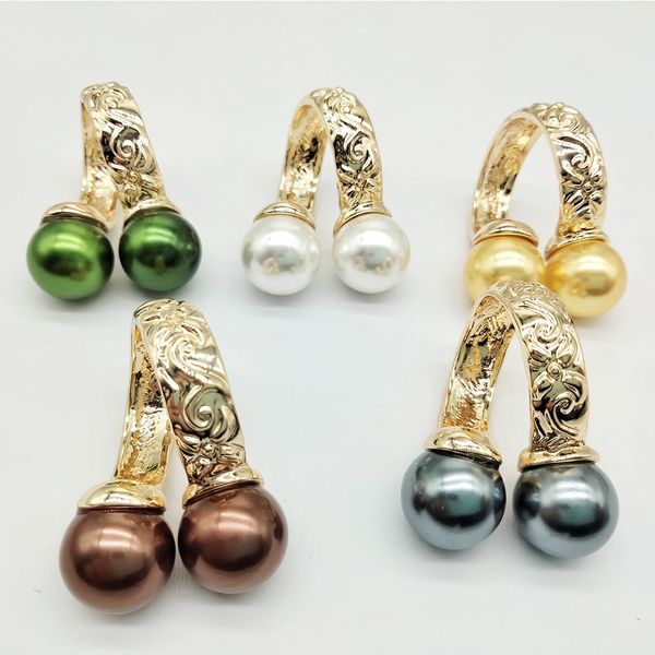 

rings of colorful gold plated green red black pearl adjustable pearl enamel large jewelry pearl rings hawaiian rings, Silver