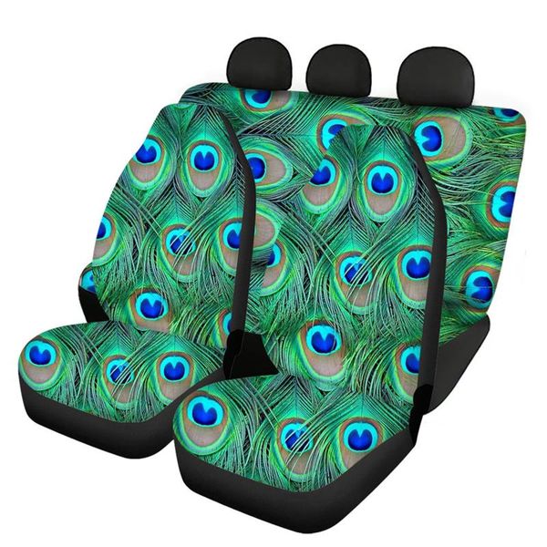 

chair covers hugsidea green peacock feather front and rear seat cover fashion anti-dust sedan decoration protector full set universal pad