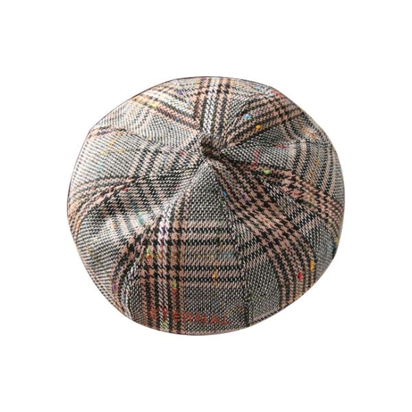 

berets hat female autumn winter octagonal plaid beret student retro pumpkin painter, Blue;gray