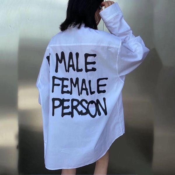 

2021 new women 1:1 vetements letter printing on the back v embroidery oversize vtm long sleeve longsleeve shirt for men ojmv, White
