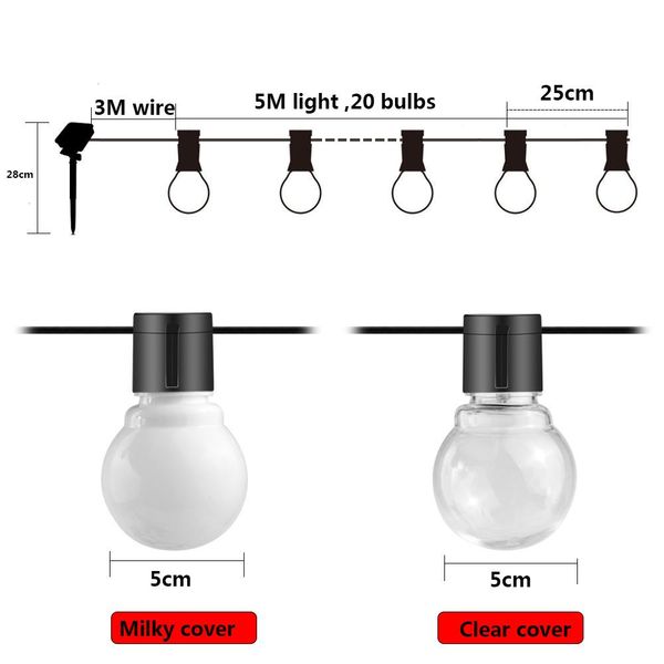 

20 led открытый солнечные лампы светодиодные глобус шарика строка фея свет солнечный свет рождество garland водонепроницаемый bbywev garden