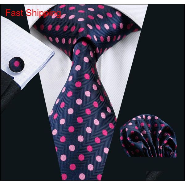 

pink purple dot style silk tie hankerchief cufflinks set jacquard woven mens necktie set business work formal meeting leisure n-0799 0hnlz, Black;blue