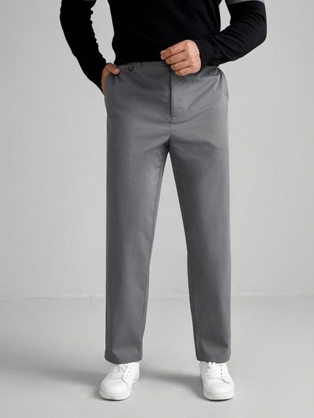 

extended sizes men slant pockets tailored pants q4xf#, Black