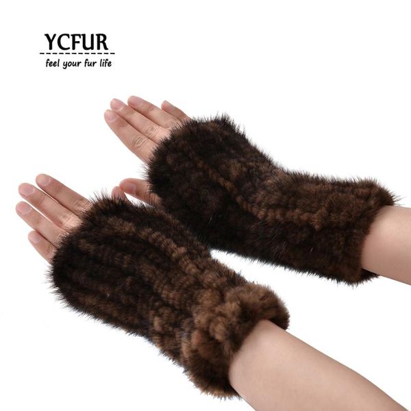 

ycfur women gloves winter warm real fingerless gloves mittens for women hand knitted elastic girls new, Blue;gray