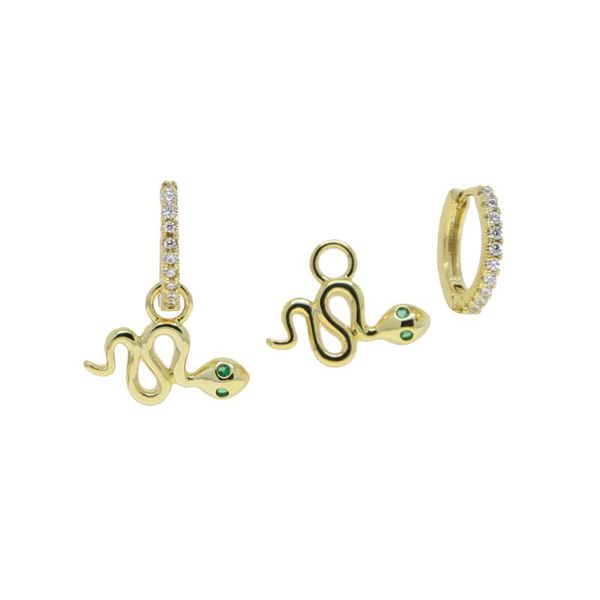 

charm dangle drop earring cute lovely small snake pendant Gold color cz fashion earring, Silver