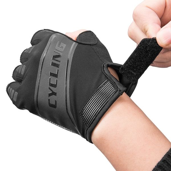 

1 pair bike half short finger anti-skid cycling equipment riding motorcycle sports mitt fingerless gloves, Blue;gray