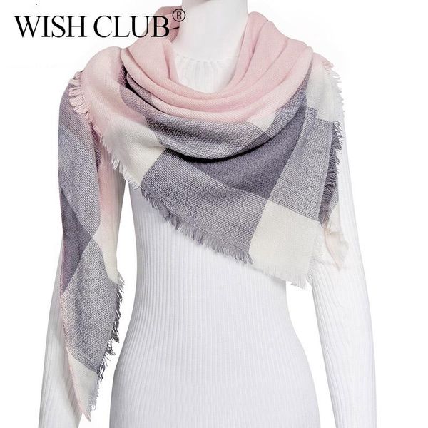 

shawls winter scarf for women cashmere plaid women's warm blanket female scarves bandage bufanda 125*125*180cm, Blue;gray